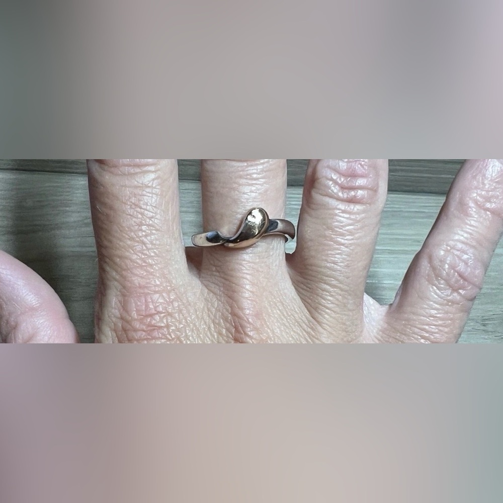 Designer Signed S & G Sterling Silver & 14k Yellow Gold Band Ring, Size 9 - Picture 8 of 10